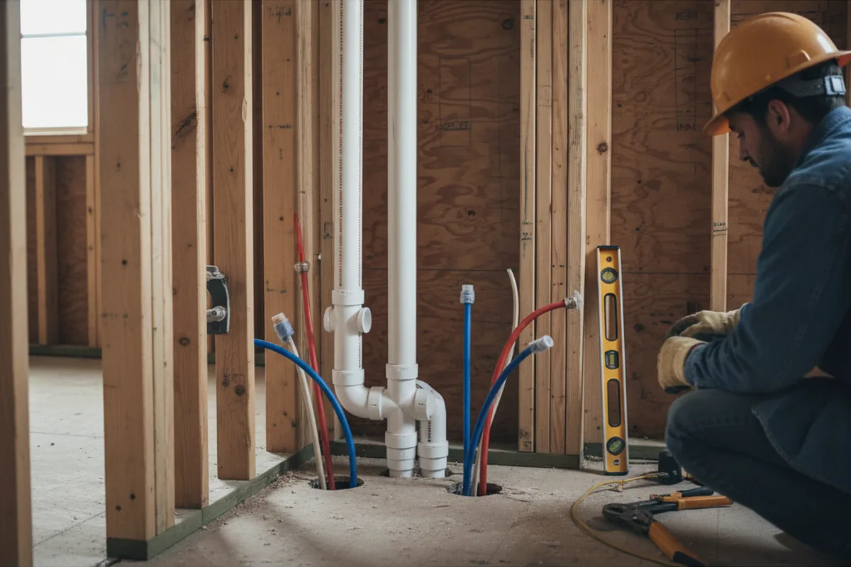 Drain and supply rough-in during Leak Detection in Barton